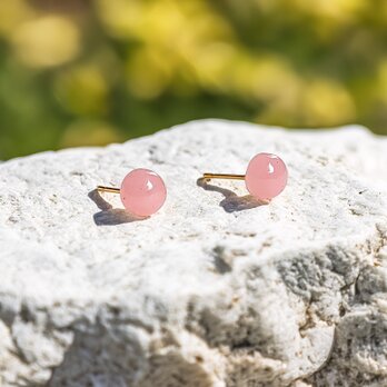 love グァバクォーツのシンプル一粒スタッドピアス／イヤリング（RO）※シルバー色ピアスやイヤリング、14KGF等に変更OK