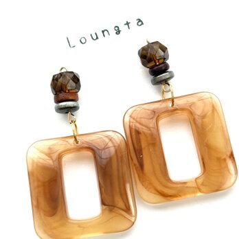 大ぶりピアス 樹脂ピアス スクエア