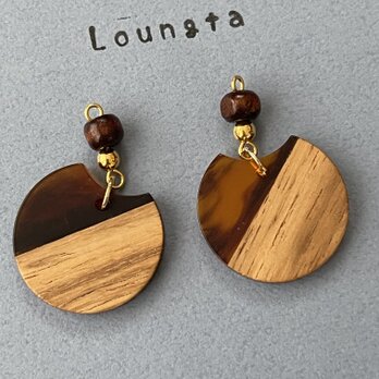 ウッドビーズピアス バイカラー 樹脂ピアス