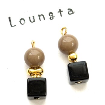 小ぶりピアス ブラック ブラウン 樹脂ピアス