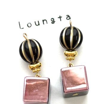 アンティークピアス 個性派ピアス 大ぶりピアス 樹脂ピアス