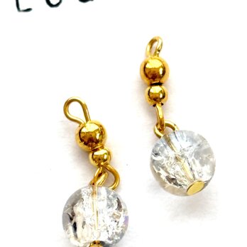 クラックガラスビーズピアス プチプラピアス