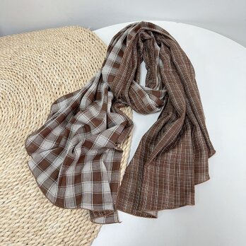春 夏 秋  綿 チェックストール 母の日ギフト 敬老の日