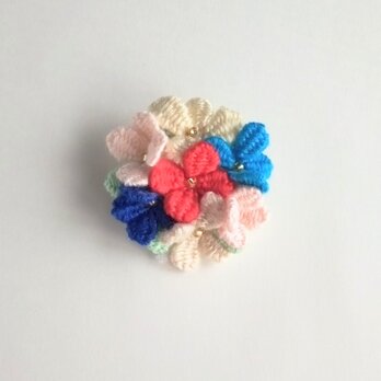 小さい花束みたいな刺繍ブローチ　コサージュ　マルチカラー