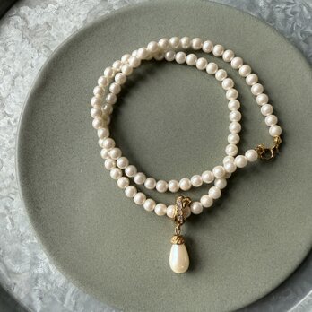 NA140-【 AVON 】エイボン・ヴィンテージネックレス 1980's Pearl Necklace  Drop Pearl
