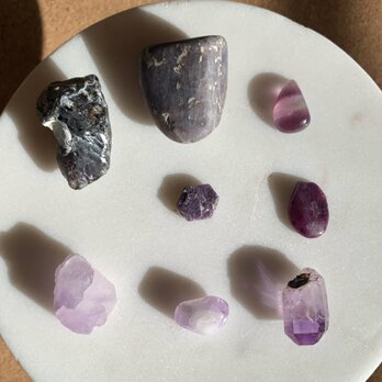 【福袋】アクセサリー作りにいかが♪パープル系の石8個セット
