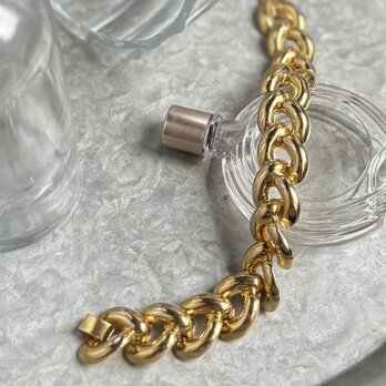 B171-ヴィンテージブレスレット U.S.A. 1980s Braided Link Chain Gold Tone