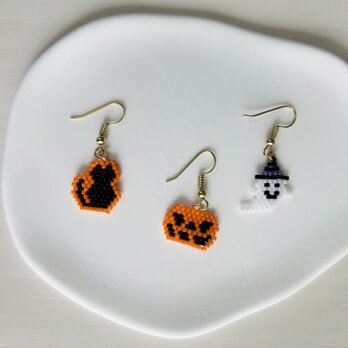 ハロウィンビーズイヤリングセット