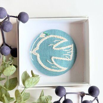 北欧風ことりと草花の刺繍ブローチ【hokuo】#398
