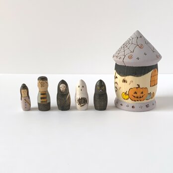 ハロウィンおばけやしき B（魔女、フランケンシュタイン、骸骨、幽霊、黒猫）