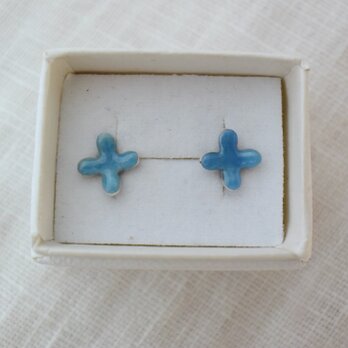 野花のシングルピアス　ブルー