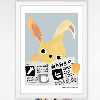 NEWS　ウサギ　送料無料 　イラスト　A4〜A0　ポスター　アートポスター　アート/sei検索新着順　3039