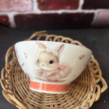 うさぎ　バレリーナ　バレエ　茶碗　飯碗