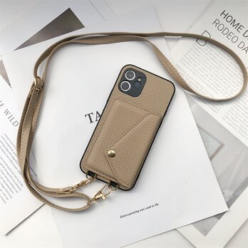 iPhone用 〈5色から選べます〉iPhone17/17 Pro ストラップ付き スマホケース ショルダーストラップ