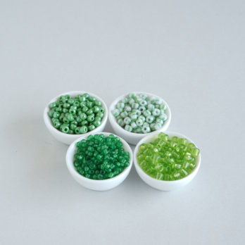 フランス製 ヴィンテージ シードビーズ セット * グリーン系 *