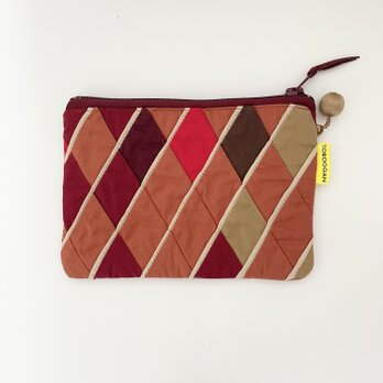 ピースワークポーチ ダイヤ柄 045 (autumn leaves red)