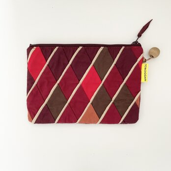 ピースワークポーチ ダイヤ柄 043 (autumn leaves red)