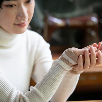 Organic Cotton無縫製 Cuff borderリブタートルセーター