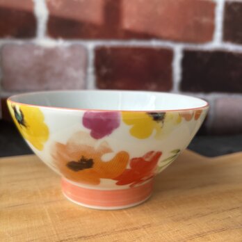 水性フラワー　茶碗　飯碗