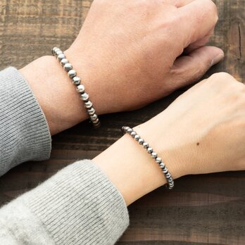 ナバホパール　ブレスレット　シルバー925　燻し銀　ペアブレスレット　プレゼント　