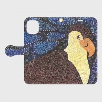 静かに空を見守る友｜カンムリカラカラ・トラガナスの帯ありiPhoneケース