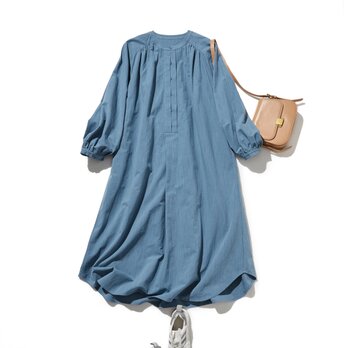 ふんわりした女性らしいシルエットが魅力。秋冬の抜け感ロングワンピース　コットンリネン ワンピース　250912-1