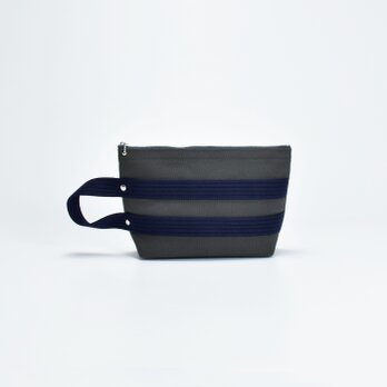 【受注製作】 持ち手付き帆布ポーチ（チャコール）