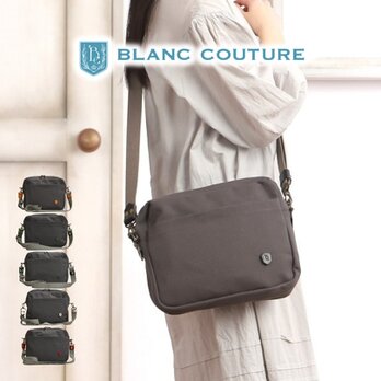 [BlancCouture] 帆布 サコッシュ ショルダーバッグ チャコールグレー×本革持ち手