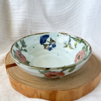 チコロット❤️三つ足浅鉢❤️すべて手描き❤️染付け❤️一品盛り❤️中鉢❤️フリーボウル❤️bowl❤️笠地蔵