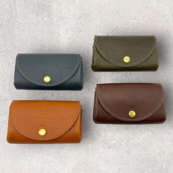 レザーダブルフラップウォレット（ハンドメイド／コンパクト／二重蓋／ギフト対応）