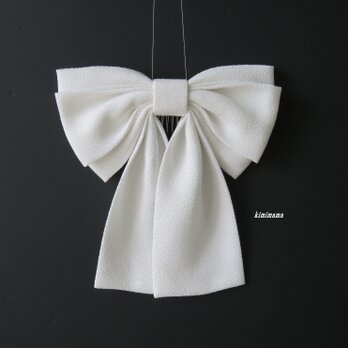 髪飾り　 縮緬リボン<ソフトWリボン>はいからさん(白）袴・着物・成人式・卒業式・七五三