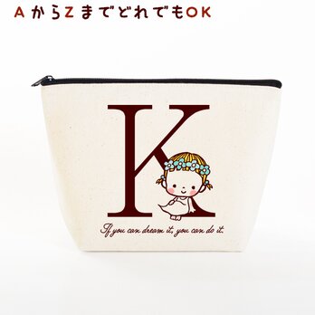 【イニシャル入れ AからZまで！】 かわいいキャラクターが選べる　出産祝い おむつポーチ (イニシャルと花輪ちゃん)
