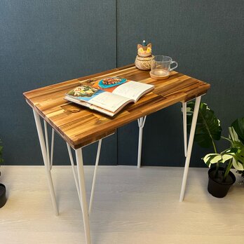 【送料無料】 テーブル 長方形65cm 45cm アカシア アイアン製ボルト連結脚