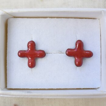 野花のシングルピアス　赤