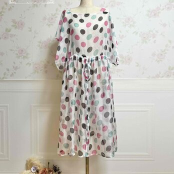 フリーサイズワンピース【ドット柄ホワイト】