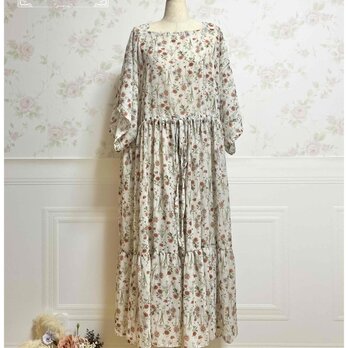 フリーサイズワンピース【ボタニカル柄レッド】