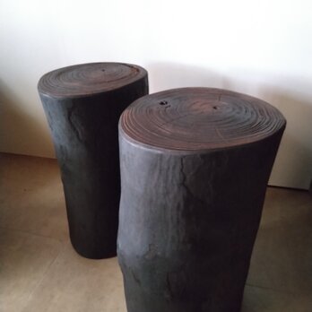 ペア・かるい丸太椅子　～桐の丸太スツール・サイドテーブル・ディスプレイ台・テーブル脚