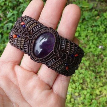 アメジスト×マクラメブレスレット｜天然石マクラメ編みハンドメイドアクセサリー