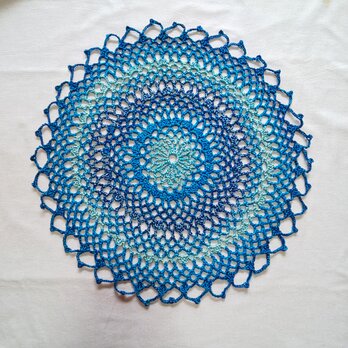 レース編みドイリー＊ブルー＊一点もの