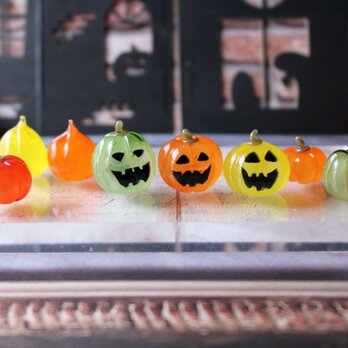 小さめかぼちゃ　ガラス細工　ミニチュア ハロウィン かぼちゃ 置物 ガラス細工 ミニチュア グラス