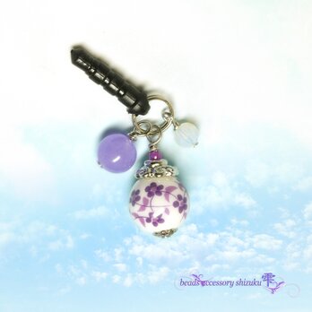 花柄和風イヤホンジャック＊紫