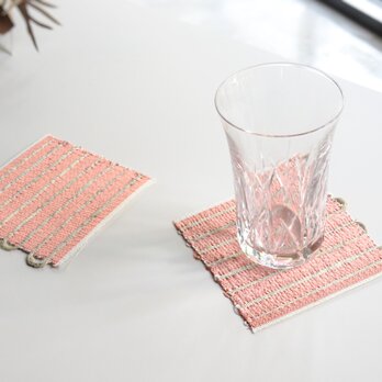 藤布：コースター 薄紅色