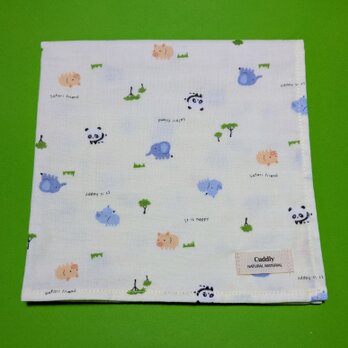 PURE*Wガーゼハンカチ*アニマル イエロー Cuddly 40*40