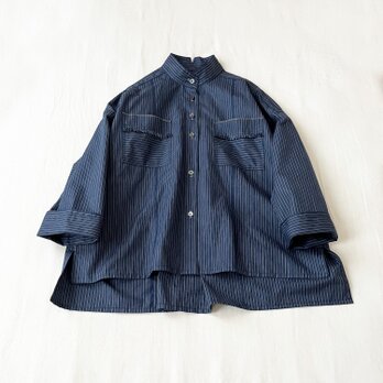 ヴィンテージキモノ de ノッチドスタンドカラー・オーバーシャツジャケット