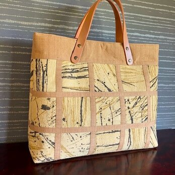 バティックと紬のテープ止め手提げ