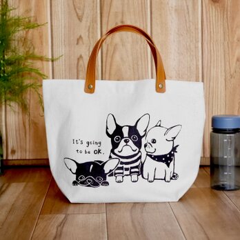 手描きフレンチブルドッグのミニトートバッグ