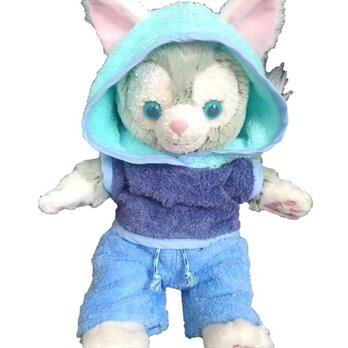 ジェラトーニ　Ｓサイズ コスチューム 服 耳開き ノースリーブパーカー ＆ パンツ セット (ブルー) (FELICE-G13)