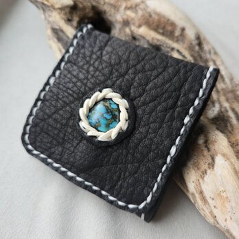 鹿革のコインケース チベタンターコイズ