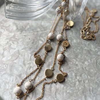 N295-【Talbots】ヴィンテージネックレス U.S.A. Gold Tone White Stone Beads