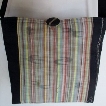 ８４３５　帯と縞柄の着物で作ったショルダーバック　＃送料無料